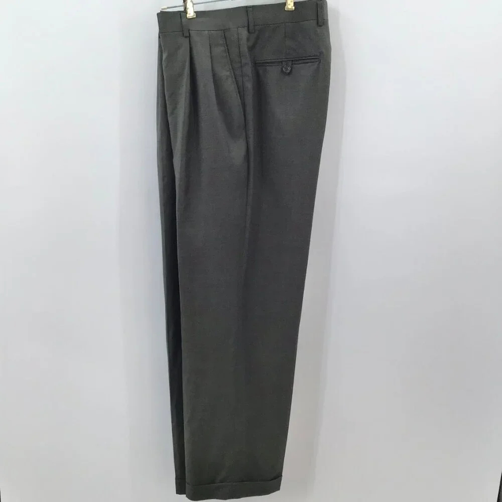 Mens Jones New York Suit 40R Pants 35/28.5 Wool Cashmere Blend Green Houndstooth - Picture 10 of 16